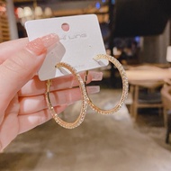 Fashion Hoop Earrings With Rhinestone Big Circle Earrings Simple Earrings Big Circle Gold Color