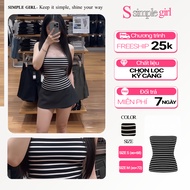[SIMPLE GIRL] Simple Girl Black Striped Bodycon Cotton Tube Top