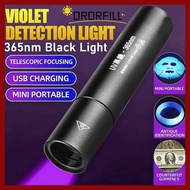 ORORFILL UV Flashlight, Handheld 365nm Ultraviolet Flashlight, Portable Rechargeable Zoomable UV Lig