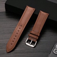 1pc Unisex 18mm 20mm 22mm Fashion Brown Soft Leather Watch Band, Compatible With Samsung Galaxy Watc