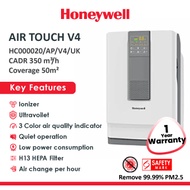 Honeywell Air Touch V4 Indoor Air Purifier. Pre-Filter, H13 HEPA Filter (4 Stage Filtration + UV LED + Ionizer)