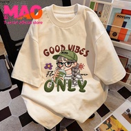 COD (จัดส่งในกรุงเทพฯ) MAO Shop เสื้อยืดทรงหลวม เสื้อพิมพ์ลายสไตล์เกาหลีเท่สําหผู้หญิง ผ้านุ่มละมุน