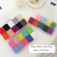 Mute Pasir Paket 1box isi 10 Warna / Starter Kit DIY Seed Beads Beaded / Manik Pasir DIY Strap Masker Cincin Gelang Kalung Manik Korea