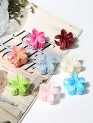 8pcs/Set 4cm/1.57in Small Daisy Flower Hair Claw - Marble Texture Wave Pattern Floral Design - Suita