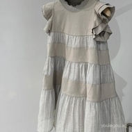Girls' Summer Flutter Sleeve Dress2025Children T T-shirt dress for girls with ruffles, princess dres