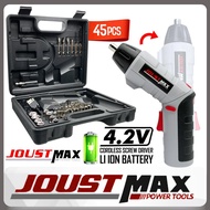 Joustmax 45pcs JST-USB-24201 4.2V Professional Cordless Screwdriver Drill Machine