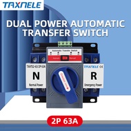 TAXNELE 63A 2P ATS Circuit Breaker Dual Power MCB type Changeover Manual Automatic Transfer Switch