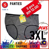 (CODE A) Size XXXL Seluar Dalam Wanita Plus Size Underwear Women Panties Spender Women Cotton Celana Dalam Wanita Stripe