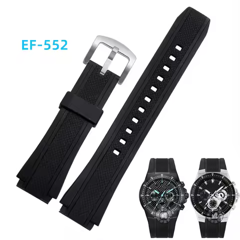 Silicone Watch Band 25*20mm Watchband for Casio Edifice EF552 EF-552D-1AVUDF Waterproof EF-552 Rubbe