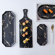 Ins luxury style Marble Gold Pattern Ceramic Tray affordable Nordic style Pizza plate sushi plate pl