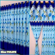 Gorden Pintu dan Jendela 135x220 cm | Model Smokering Kain Polyster Premium | Motif Bunga Hijau Tosc