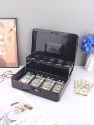 1ชิ้น ตู้เซฟออมเงิน กล่องเก็บเงินสด ที่ปลอดภัย มีรหัสผ่าน ถาดเหรียญและคลิปใบเงิน กล่องเก็บเงินสดพกพา