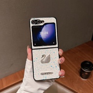 เคสกันกระแทกสีเงินที่สวยงามสำหรับ Samsung Galaxy Z พลิก4 Z พลิก3ทนทานคลาสสิก Z Flip4 Z Flip5เคสโทรศัพท์ระดับพรีเมี่ยม