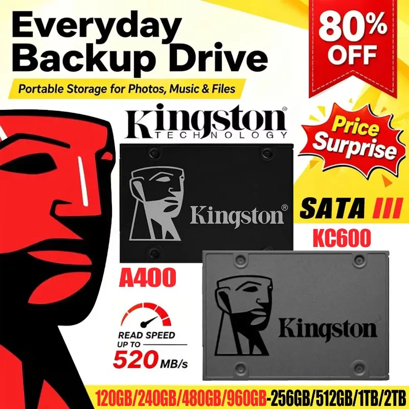 Kingston | Kingston SSD KC600 Internal Solid State Drive A400 120GB 240GB 1TB 2TB 2.5 Inch SATA III 