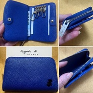 全新 agnes b 小b 蜥蜴 藍色 寶藍色 信用卡夾 零錢包 鑰匙包 牛皮 鑰匙零錢包 防刮 小b 日本限定