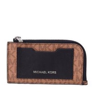 【W小舖】MICHAEL KORS MK 棕色防刮PVC皮革 名片夾 卡片夾 錢包 零錢包~M88470