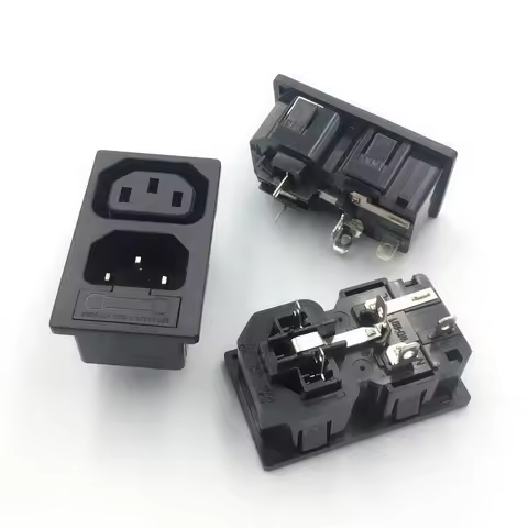 IEC320 C14 Inlet C13 Outlet Combination Two Way Socket With Fused Electrical Socket Industrial Plug 