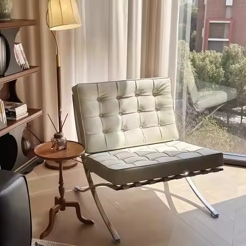 Elegant Barcelona Single Sofa Chair Oil wax skin for Living Room or Bedroom Lazy Lounge Chair Cat sc