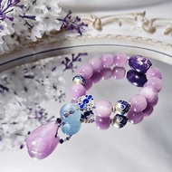 頂級 紫龍晶 白玫瑰紋 紫鋰輝 海藍寶 古錢 琺瑯 智慧 手鍊 單品
