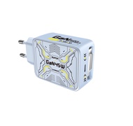 หัวชาร์จ GaN 45W อะแดปเตอร์ชาร์จเร็ว PD USB-C 2 พอร์ต พร้อมสาย Type-C ในตัว ยืดได้ 68 ซม. หัวเล็กพกพ