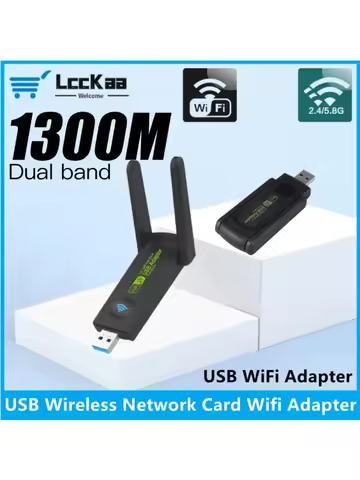 LccKaa 1300Mbps USB WiFi Adapter AC1300 Dual Band 2.4GHz 5GHz WiFi With Antenna 802.11b/n/g/ac Compu