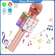 MegaChoice【100%Original】Wireless Microphone Karaoke Portable Bluetooth Speaker Home KTV Player with LED Dancing Lights