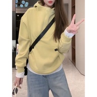 half zip sweatshirt half zipper sweatshirt Ladies' Spring Casual Hooded Sweatshirt - Half Zipper, Co