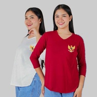 MERAH Red oval 7 sleeve t-shirt/8 August version