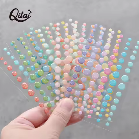 Enamel Dots Sticker 6PCS/SET Scrapbooking Sparkle Glitter Stickers Sugar Sprinkles Self- Adhesive Re