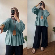 Top Harmoni1224 Arina Peplum Blouse CoolAirFlow Crinkle