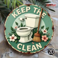2D Metal Sign for Toilet Cleanliness Keep Restroom Neat Circular Wall Deco Ideal for Terrace Street 