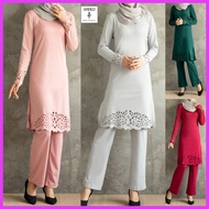 SHEKO Baju Muslimah Set Seluar Dan Blouse Wanita Suit Perempuan Casual Wear Women Lengan Panjang Plus Size Outfit Pants