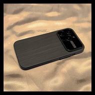 เคส Apple 14 Large Window สำหรับ iPhone 13 พร้อมฟิล์มเลนส์ 12ProMax เคสลายไม้