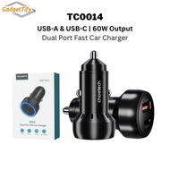 TC0014 60W Dual Port USB-C + USB-A Fast Car Charger