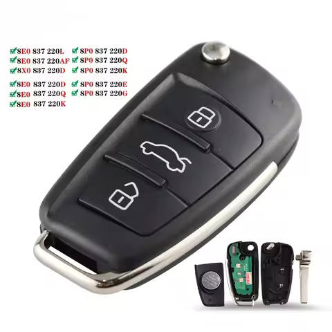 315/433Mhz Remote Car Key For Audi Q7 B7 Q3 A3 TT A2 A8 A6 A6L A4 S5 C5 C6 B6 A4L A5 Q5 S RS S18X083