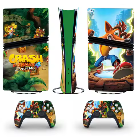 Crash Bandicoot PS5 Pro Disc Digital Skin Sticker Decal Cover for Console and 2 Controllers PS5 Pro 