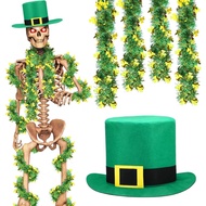 Geyoga St Patrick's Day 12 ft Skeleton Giant Skeleton Clothes Accessories Green St Patricks Day Hat 