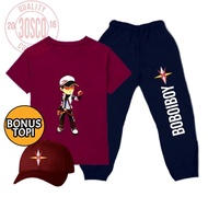 Boys and Girls T-Shirt and jogger Pants Set with Boboiboy Supra Motif, Bonus Hat and can be given a 
