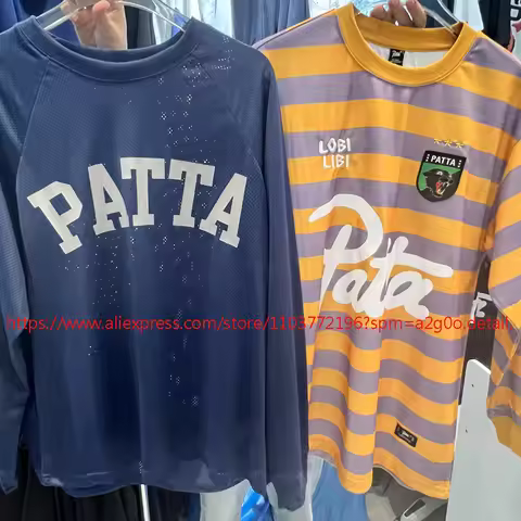 Patta T-shirt High Street Fashion Mesh Sports Breathable Tops Men Women PATTA Long Sleeved TShirts