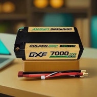 D7043962S || DXF 5mm Shorty 2S 7000mAh 7.6V 140C GOLDEN-NGP High-Performance Hardcase LiPo Battery