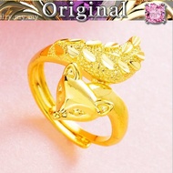 Simple gold fox fairy open ladies ring fashion animal ring Cincin emas 916 tulen 2021 new style reliable