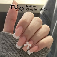 Nailbox Fu2Q - Pearl White Square, Pointed Fake Nails
