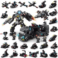 Compatible with Lego sets mini particle building blocks SWAT team police car robot car spaceship fig