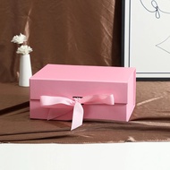 Foldable One-Piece Ribbon Wrapped Gift Box Blank Holiday Shoe Clothing Packaging Butterfly Knot Pres