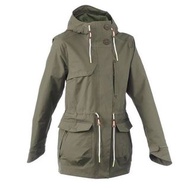 迪卡儂 女款 多口袋修身長版外套 風雨衣 2000MM防水 軍綠色 防風 XS號 登山 健行 戶外運動