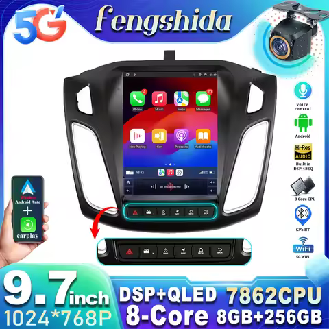 Android Auto For Ford Focus 2012-2018 Stereo Carplay Tesla Style 9.7 inch Wireless Carplay Car Radio