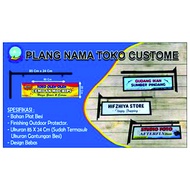 Plang Nama Toko Custome 85 X 24 Cm Dengan Frame Besi