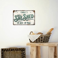 Personalized She Shed Sign - Custom Garden Wall Art - 8x12 Inch Modern Aluminum Plaque, Durable Indo