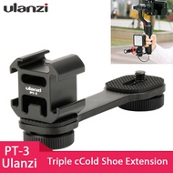 Ulanzi PT 3 Triple Hot Shoe Mount Adapter Microphone Extension Bar for Zhiyun Smooth 4 DJI Osmo Pock
