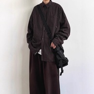 MNO.9 Shirt 380 Collared Long Sleeves Striped Pattern There Is A Front Pocket. Man Men's Clothing Bl